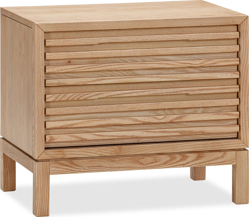 Tanner Two Drawer Ash Wood Nightstand in Flaxen
