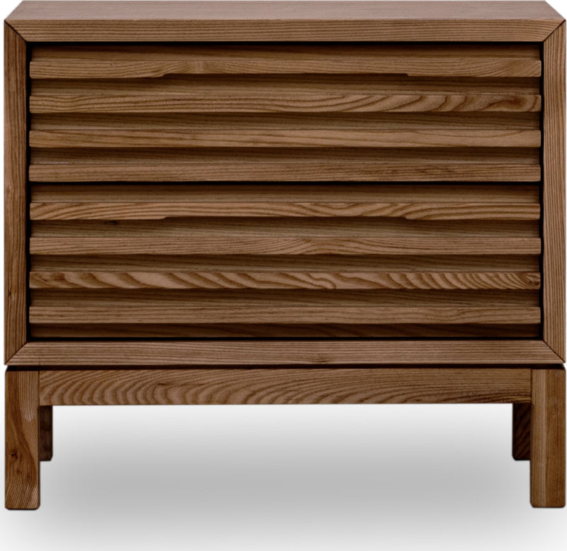 Tanner Two Drawer Ash Wood Nightstand in Roux