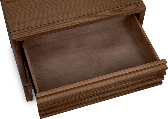 Tanner Two Drawer Ash Wood Nightstand in Roux