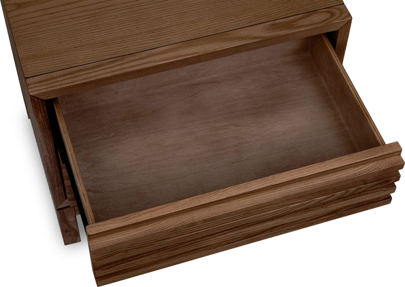 Tanner Two Drawer Ash Wood Nightstand in Roux
