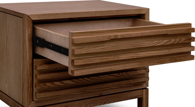 Tanner Two Drawer Ash Wood Nightstand in Roux