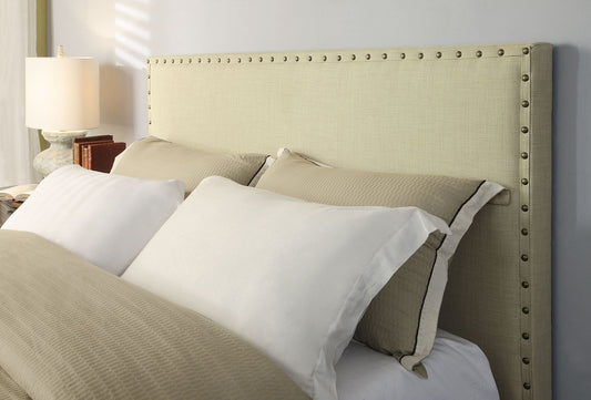 Tavel King-size Nailhead Upholstered Headboard in Tumbleweed