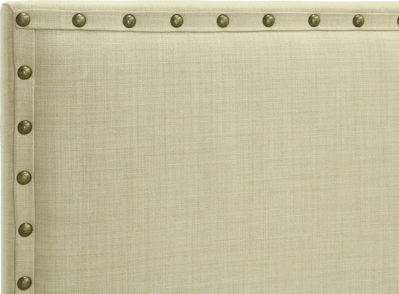 Tavel King-size Nailhead Upholstered Headboard in Tumbleweed