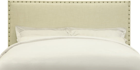 Tavel King-size Nailhead Upholstered Headboard in Tumbleweed