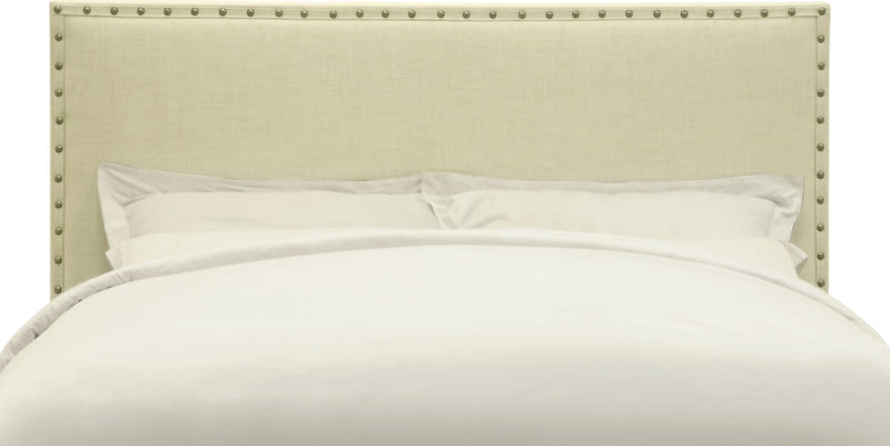 Tavel King-size Nailhead Upholstered Headboard in Tumbleweed