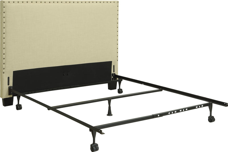 Tavel King-size Nailhead Upholstered Headboard in Tumbleweed