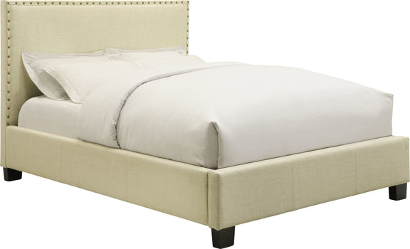 Tavel King-size Nailhead Platform Bed in Tumbleweed