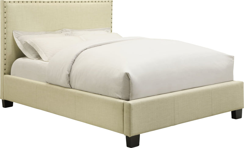 Tavel King-size Nailhead Platform Bed in Tumbleweed