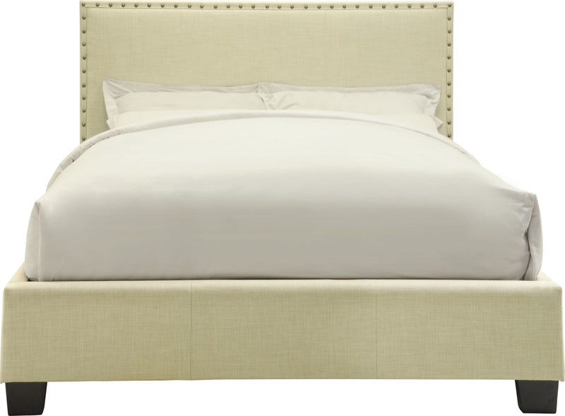 Tavel King-size Nailhead Platform Bed in Tumbleweed
