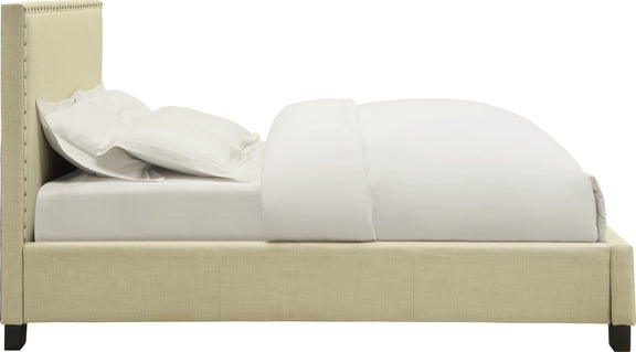 Tavel King-size Nailhead Platform Bed in Tumbleweed