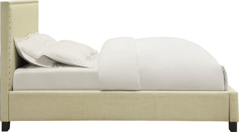 Tavel King-size Nailhead Platform Bed in Tumbleweed