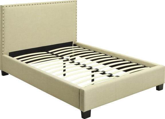 Tavel King-size Nailhead Platform Bed in Tumbleweed
