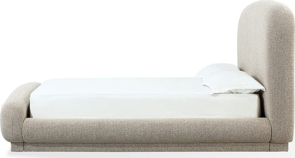 Tirimbina King-size Chenille Upholstered Platform Bed in Hyena