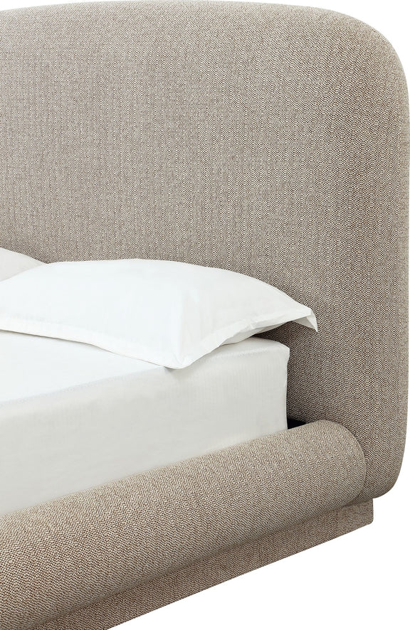 Tirimbina King-size Chenille Upholstered Platform Bed in Hyena