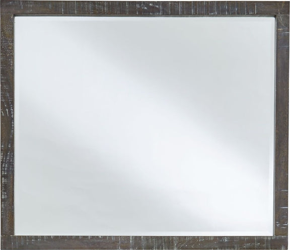 Townsend Solid Wood Beveled Glass Mirror in Gunmetal