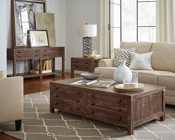 Townsend Solid Wood Castered Coffee Table in Java