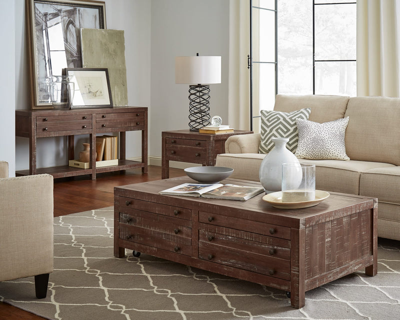 Townsend Solid Wood Castered Coffee Table in Java