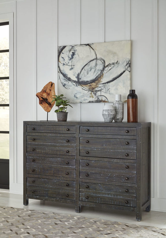 Townsend Solid Wood Eight Drawer Dresser in Gunmetal (2024)
