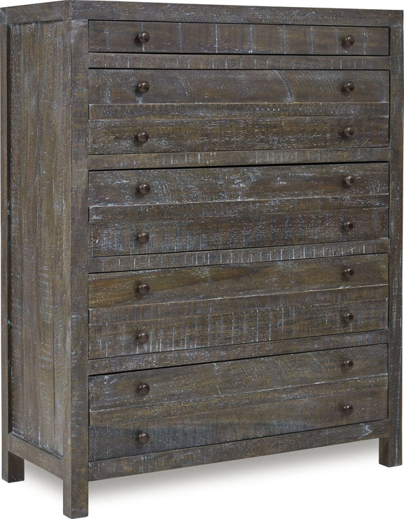 Townsend Solid Wood Five Drawer Chest in Gunmetal (2024)