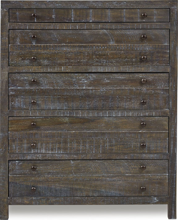 Townsend Solid Wood Five Drawer Chest in Gunmetal (2024)