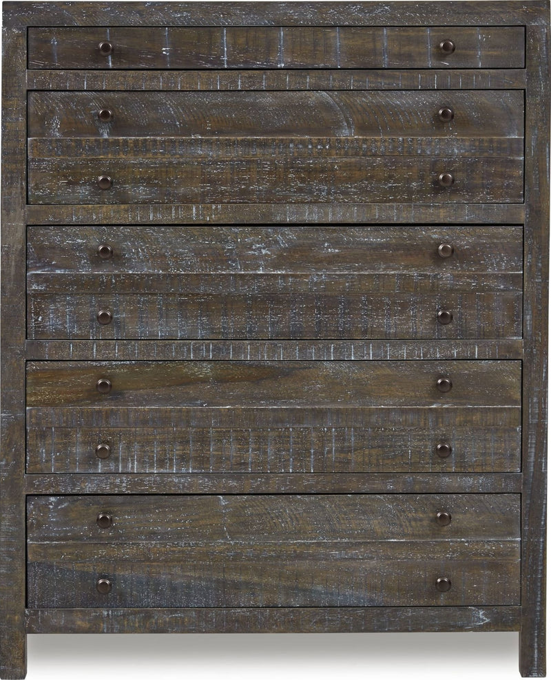 Townsend Solid Wood Five Drawer Chest in Gunmetal (2024)