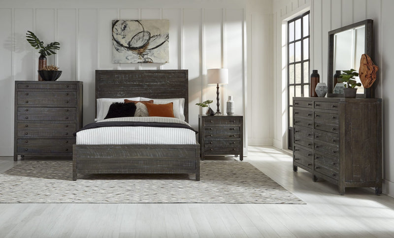 Townsend California King-Size Solid Wood Low-Profile Bed in Gunmetal