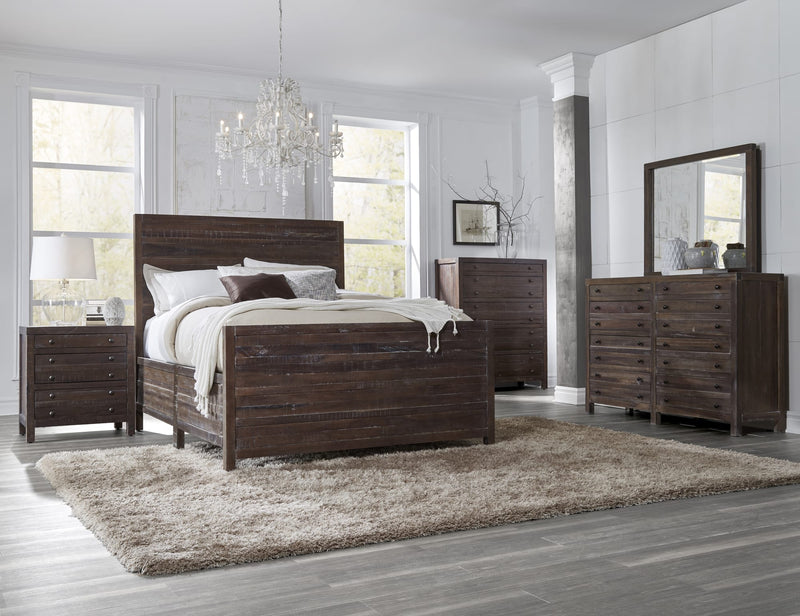 Townsend King-size Solid Wood Panel Bed in Java