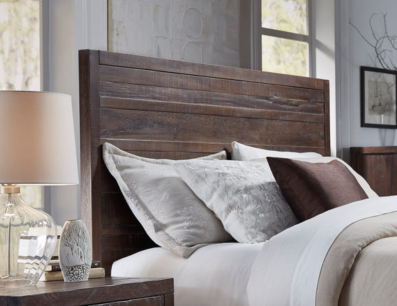 Townsend Queen-size Solid Wood Panel Bed in Java