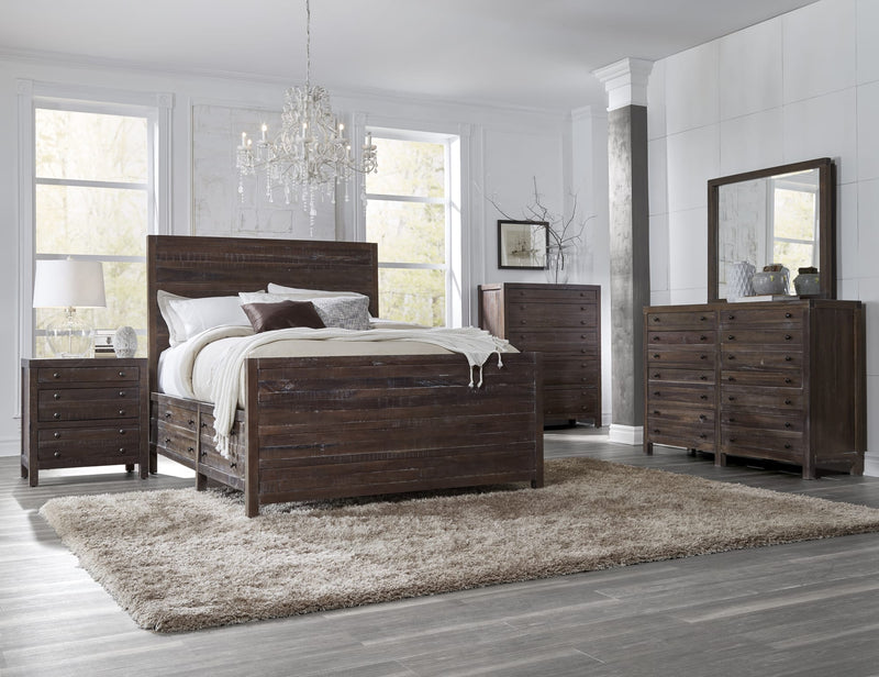 Townsend King-size Solid Wood Storage Bed in Java