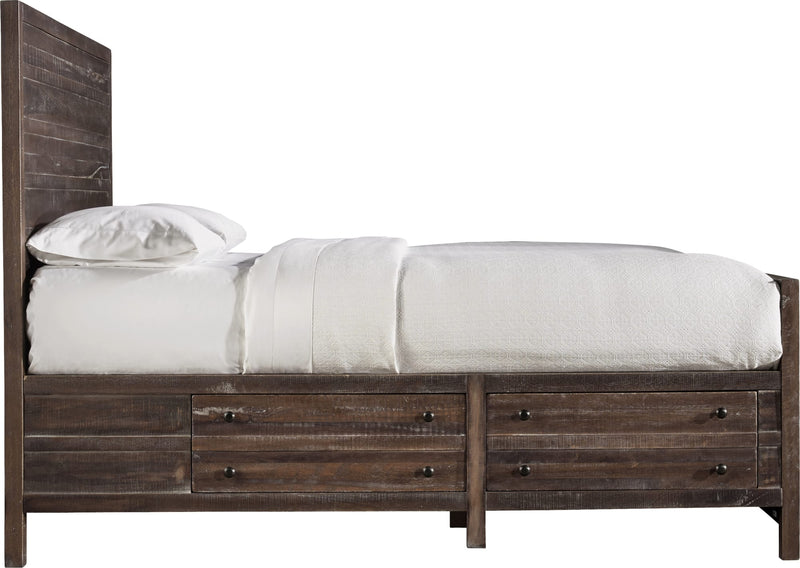 Townsend Queen-size Solid Wood Storage Bed in Java