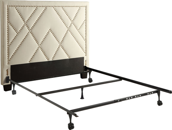 Vienne Full-size Nailhead Patterned Upholstered Headboard in Powder