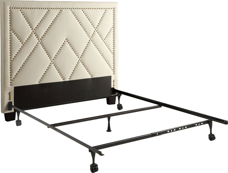 Vienne Full-size Nailhead Patterned Upholstered Headboard in Powder