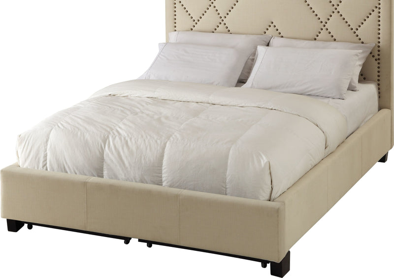 Vienne Full-size Nailhead Patterned Platform Storage Bed in Powder