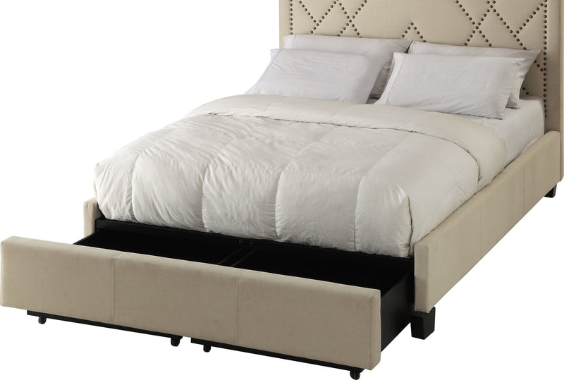 Vienne Full-size Nailhead Patterned Platform Storage Bed in Powder