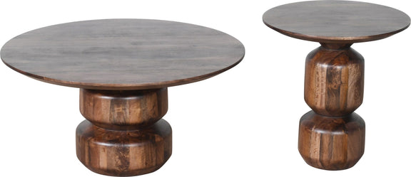 Virton Solid Wood Round Coffee Table in Smoked Brown