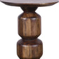 Virton Solid Wood Round End Table in Smoked Brown