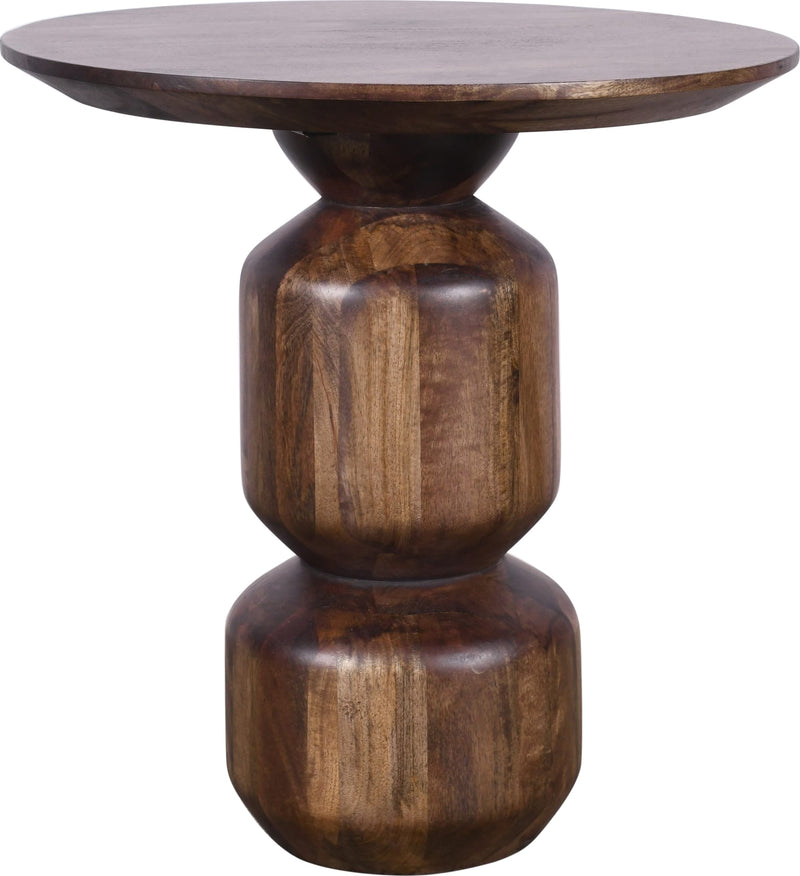 Virton Solid Wood Round End Table in Smoked Brown