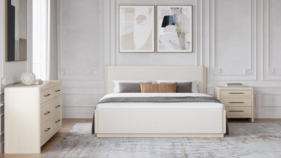 Wallen Uph Qn Bed - White Sand
