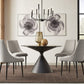 Winston Stone Top Metal Base Round Dining Table in Black