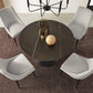 Winston Stone Top Metal Base Round Dining Table in Black