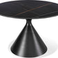 Winston Stone Top Metal Base Round Dining Table in Black