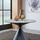 Winston Stone Top Metal Base Round Dining Table in Grigio