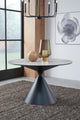 Winston Stone Top Metal Base Round Dining Table in Grigio