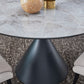 Winston Stone Top Metal Base Round Dining Table in Grigio
