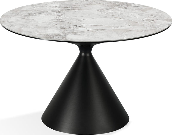 Winston Stone Top Metal Base Round Dining Table in Grigio