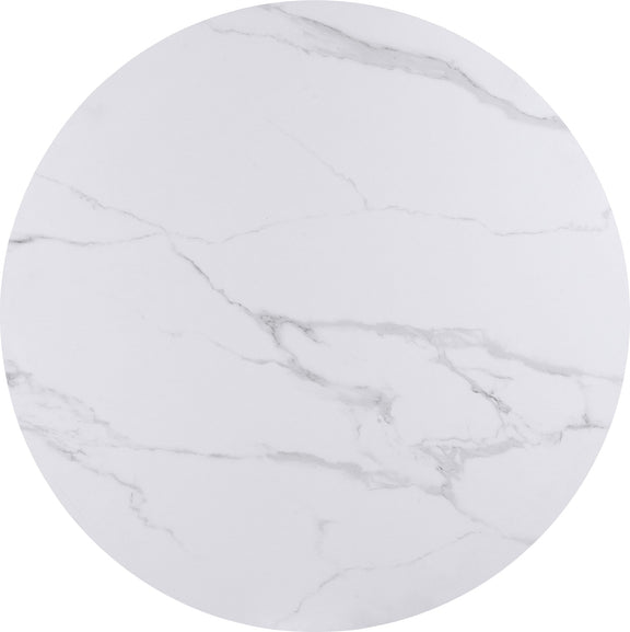 Winston Stone Top Metal Base Round Dining Table in Oat Milk and Champagne