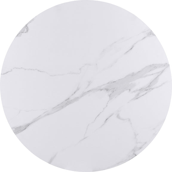Winston Stone Top Metal Base Round Dining Table in Oat Milk and Champagne