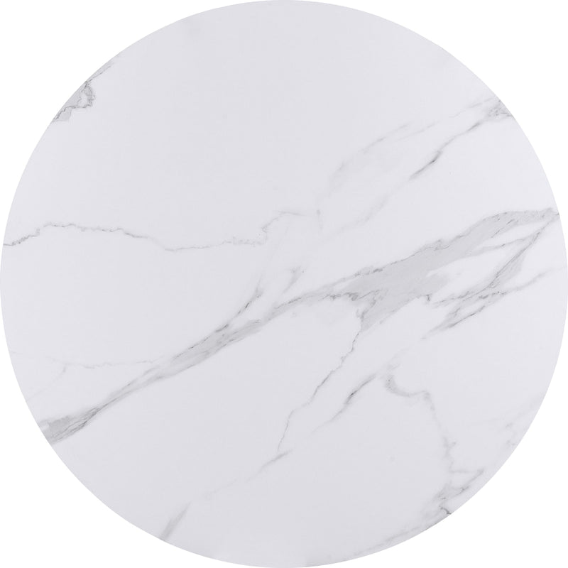 Winston Stone Top Metal Base Round Dining Table in Oat Milk and Champagne