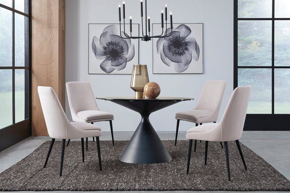 Winston Upholstered Metal Leg Dining Chair in Ash Grey and Black