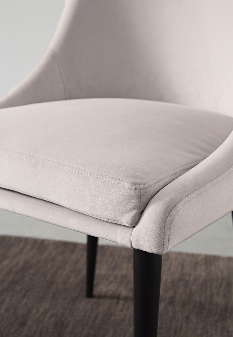 Winston Upholstered Metal Leg Dining Chair in Ash Grey and Black
